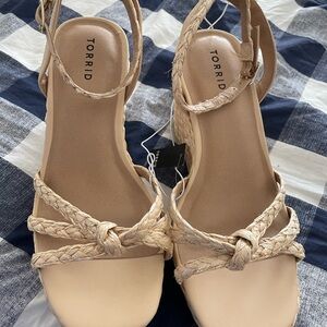 Torrid Braided Wedge Strap Sandals in Cream